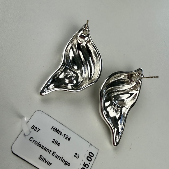 Heaven Mayhem Womens Silver Plated Brass Croissant Earrings - Picture 5 of 7